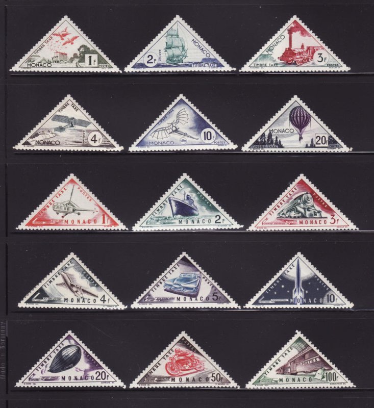 Monaco J39-J42, J44-J45, J48-J56 MH Postage Due Stamps