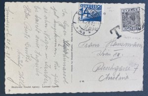 1929 Cyprus Postcard Cover To Vienna Austria Calossi Towels Postage Due