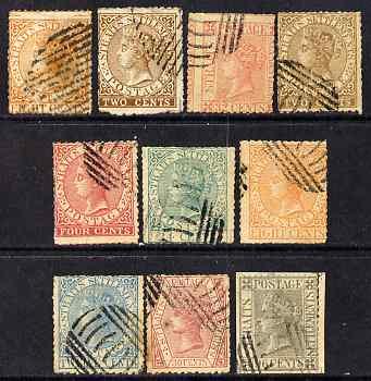 Malaya - Straits Settlements 1867 QV selection of 10 lith...