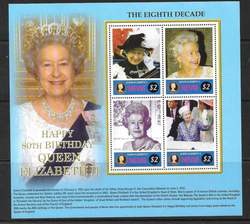 NEVIS SG1957a 2006 80th BIRTHDAY OF QEII MNH