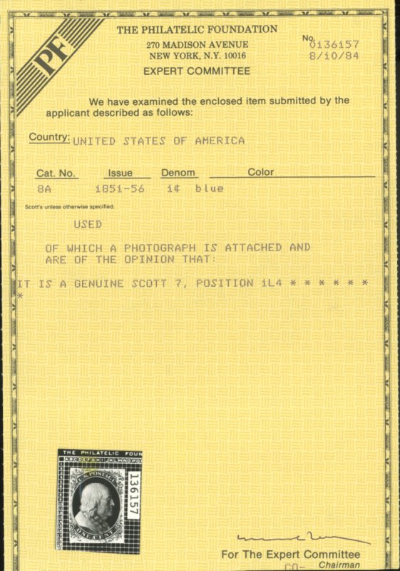 U.S. #7 USED WITH PF CERT