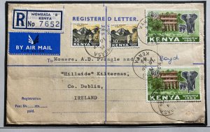 1964 Mombasa Kenya British KUT Airmail Registered Cover To  Dublin Ireland