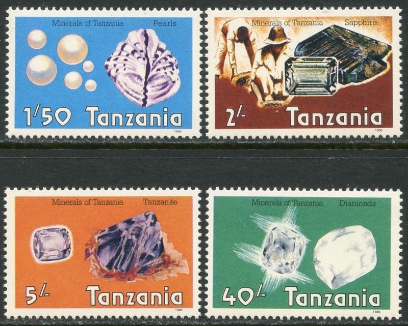 TANZANIA Sc#310-313 1986 Gemstones Minerals Complete Set OG Mint NH