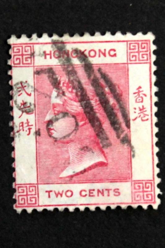 Hong Kong #36a Used Great Cancel 1882 2c QV w Crown & CA wmk.