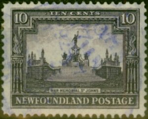 Newfoundland 1928 10c Deep Violet SG172a Line Perf Good Used