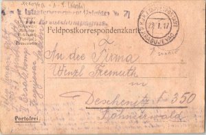 Yugoslavia Soldier's Free Mail 1917 K.u.K. Etaphenpostamt, Kragujevac [Serbia...