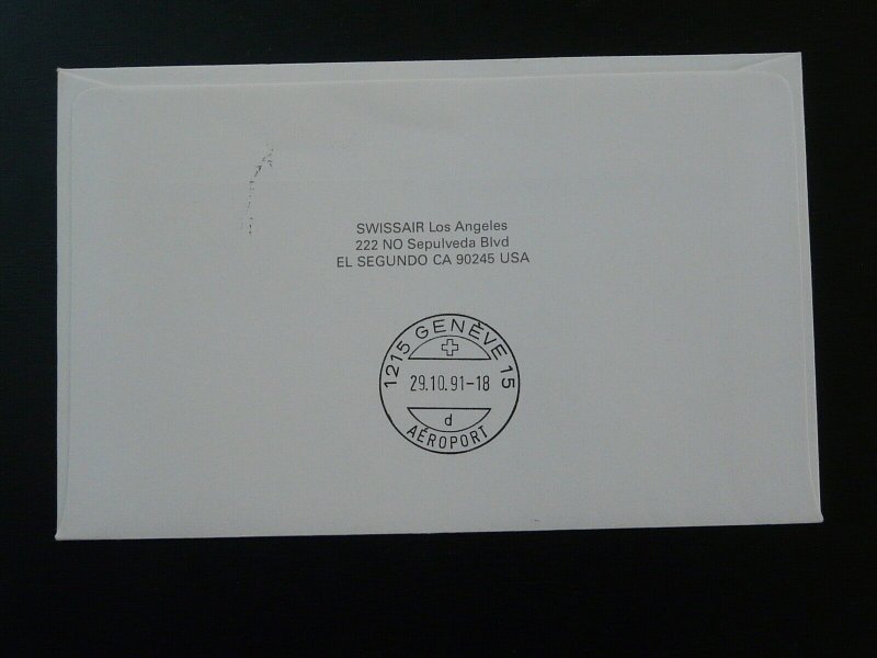 first flight cover Los Angeles Geneve 1991 Swissair 99263