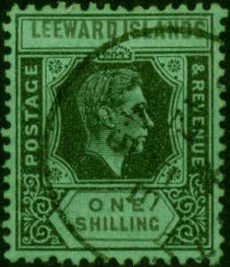 Leeward Islands 1942 1s Black & Grey-Emerald SG110bb Fine Used