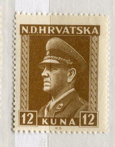 CROATIA; 1943 early Ante Pevelic issue fine MINT MNH unmounted 12k. value
