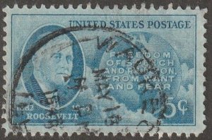 USA, stamp, scott#933,  used hinged,  FDR/globe