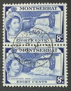 MONTSERRAT 1953 DEFINITIVE 8c SG143 CDS USED PAIR