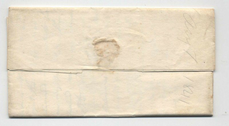 1841 Mount Vernon Ohio blue double circle handstamp stampless letter 5251.210