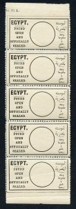 Egypt Found Open and Officially sealed labels Strip of 5 in English and Arabic