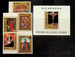 NICARAGUA Sc C649-54 NH SET+S/S OF 1968 - ART