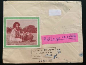 1958 Apia Samoa Hand Painted Airmail Express Cover Art First Day