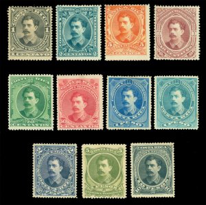 COSTA RICA 1889 UPU - President Soto Alfaro complete set  Scott # 25-34 mint MH