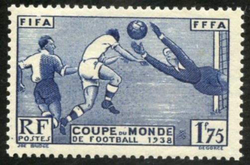 France Scott 349 MVF-XFNHOG - 1938 FIFA/FFFA World Cup - SCV $29.00