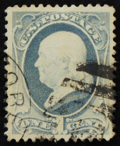 U.S. Used Stamp Scott #206 1c Franklin Superb. Face-Free CDS Duplex Cancel. Gem!