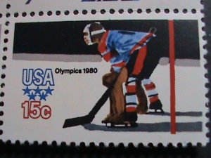 ​UNITED STATES-1980-SC#1798a WINTER OLYMPIC GAMES -MNH IMPRINT PLATE BLOCK VF