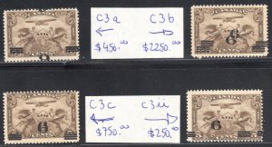 Canada Variety Airmail Error #C3a, b, c, ii VF NH rarities C$3700,00