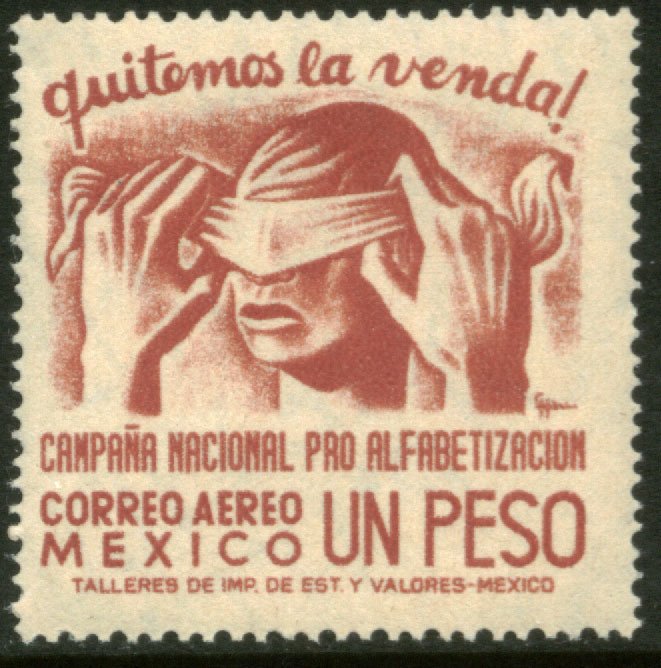 MEXICO C154, $1Peso Blindfold, Literacy Campaign Mint. UNUSED, H OG. F-VF