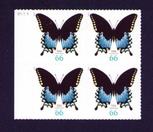 US #4736 Spicebush Swallowtail 66c 2013 Plate Block of 4 Butterfly Stamps