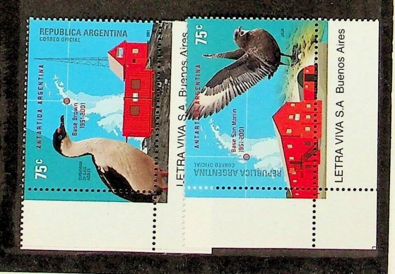 ARGENTINA Sc 2145-46 NH ISSUE OF 2001 - BIRDS OF ANTARCTIC