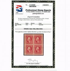 GENUINE SCOTT #409 CENTER LINE BLOCK MINT OG NH PSE CERT GRADED GEM 100J JUMBO