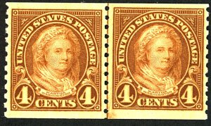 U.S. #601 MINT LINE PAIR OG LH