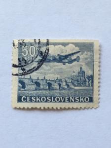 Czechoslovakia – 1946-47 – Single Air Post Stamp – SC# C27 – Used