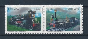 [112923] Brazil 2002 Railway train Eisenbahn Pair MNH