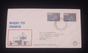 C) 1970. NETHERLANDS. FDC. SENT TO GREAT BRITAIN. DOUBLE STAMPS FROM THE OSAKA