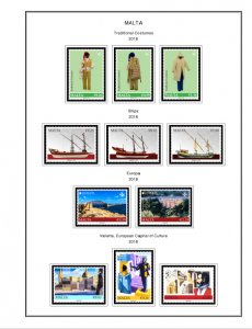 COLOR PRINTED MALTA 2011-2020 STAMP ALBUM PAGES (87 illustrated pages)