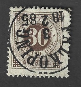 SWEDEN Scott #35 Used 30o Numeral of Value Stamp w/ SON Cancel 2019 CV $2.00
