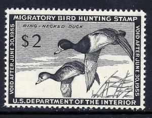 US #RW21 = Mint-NH 1954 Duck Stamp ~ $2 Ring-Necked Dux ~...