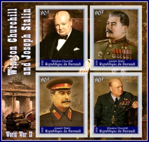 Stamps. Famous people. Churhill Stalin WW II 2020 year 1+1 sheets perforated