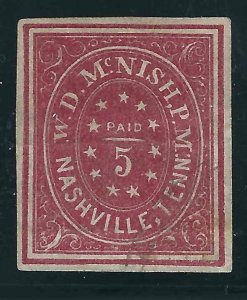 US  CSA 61X3 Nashville Provisional Used VF App 1861 SCV $900.00