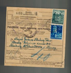 1942 Konskie Germany Parcel Cover to Altenburg Concentration Camp Polenlager KZ