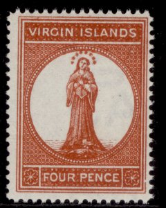 BRITISH VIRGIN ISLANDS QV SG35, 4d chestnut, NH MINT. Cat £35.