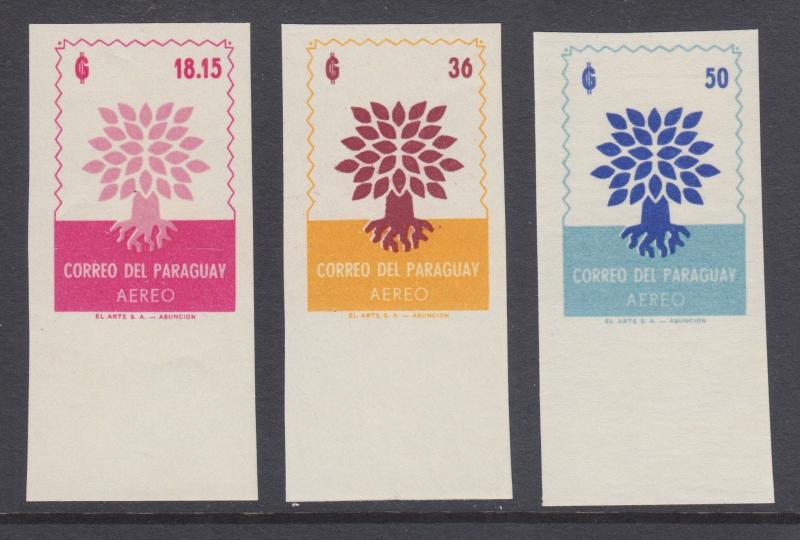 Paraguay Sc C307-C309 MNH. 1961 World Refugee Year, cplt set, imperf, VF.