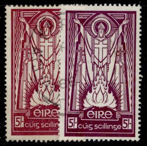 IRELAND GVI SG124 + 124ca, 5s PAPER & SHADE VARIETIES, FINE USED. Cat £11.