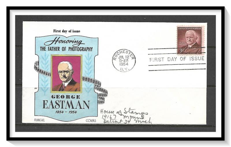 US #1062 George Eastman Fluegel Cachet FDC