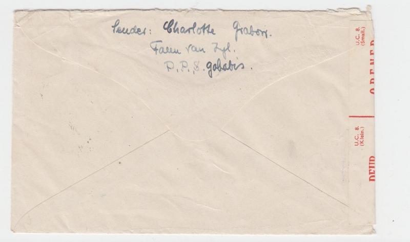 SOUTH WEST AFRICA -SWAKOPMUND 1942 CENSOR COVER, TAPE 2A1, 2d RATE (SEE BELOW