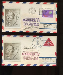 2 NASA DIRECTOR WILLIAM H. PICKERING SIGNED 1964 MARINER IV COVERS (LV 643)