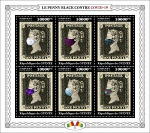 Guinea Medical Stamps 2020 MNH Penny Black Stamps-on-Stamps Corona 6v M/S