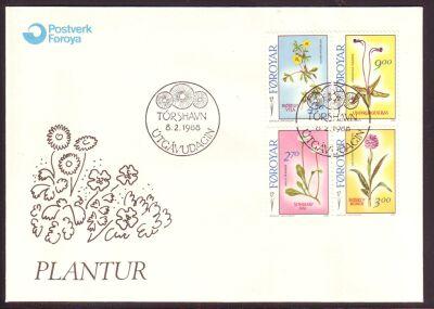 Faroe Islands Sc169-72 1988 flower stamps FDC