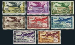 French Equatorial Africa C1-C8,MNH.Mi 67-74. Airplanes,1937.Hydroplane,Trimotor.