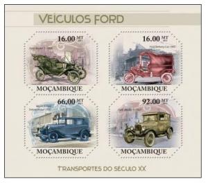 MOZAMBIQUE 2011 SHEET MNH VINTAGE FORD CARS TRANSPORT CENTURY XX