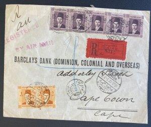 1942 Cairo Egypt Registered Cover To Barclays Bank Cape Town South Africa