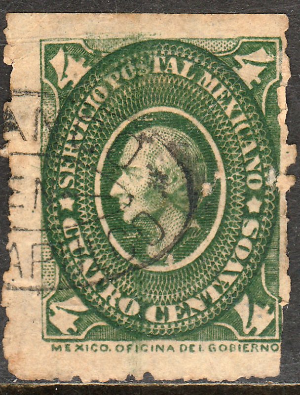 MEXICO 153, 4cents HIDALGO MEDALLION. USED. F-VF. (44)